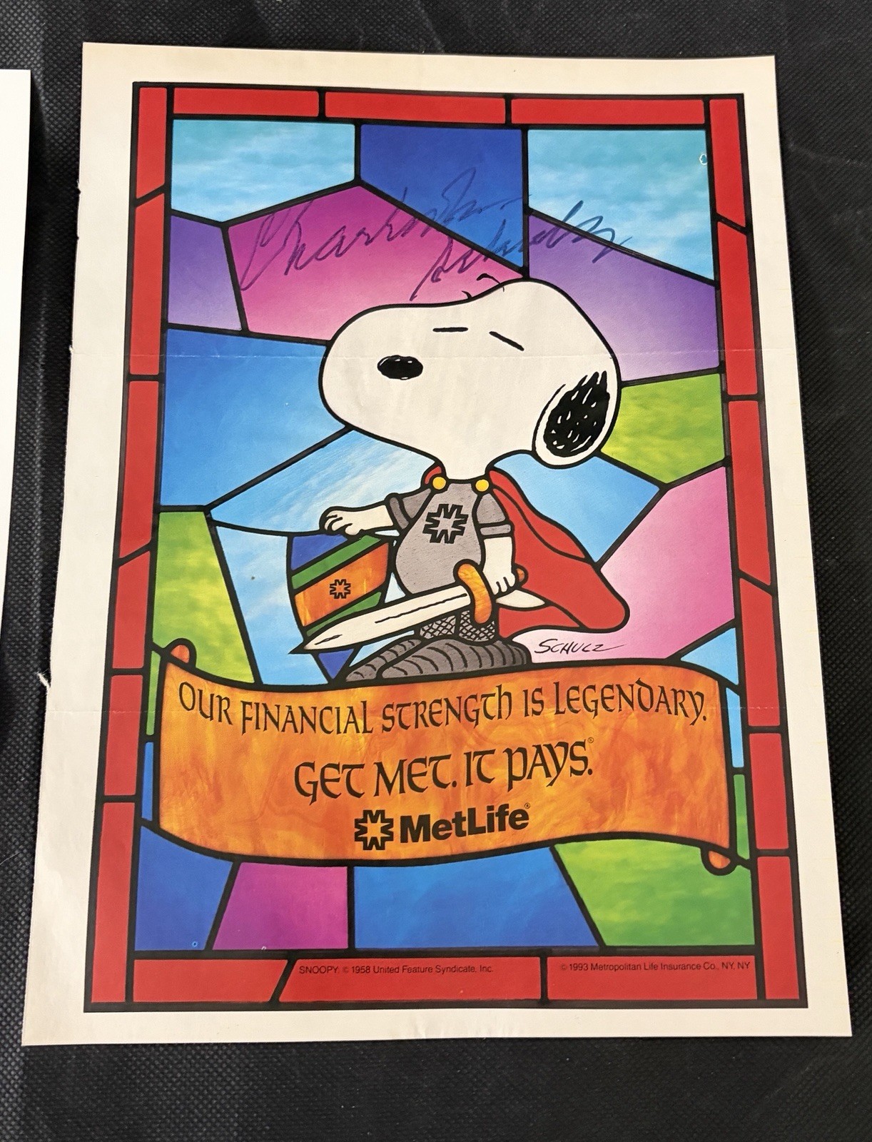 Charles Schulz Signed Snoopy Advertisement Page Color 8×10 JSA LOA