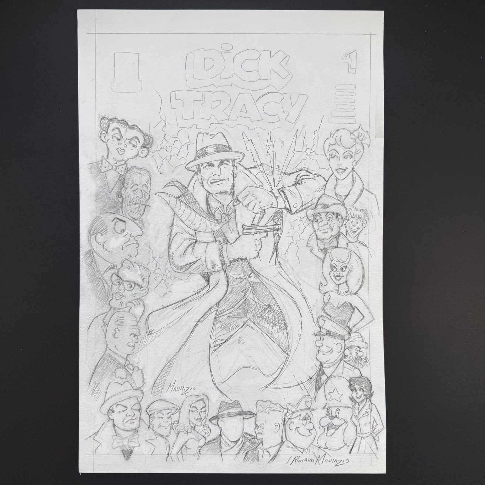 Dick Tracy #1 Published Original Comic Art Cover Mad Cave 2024 Richard Maurizio