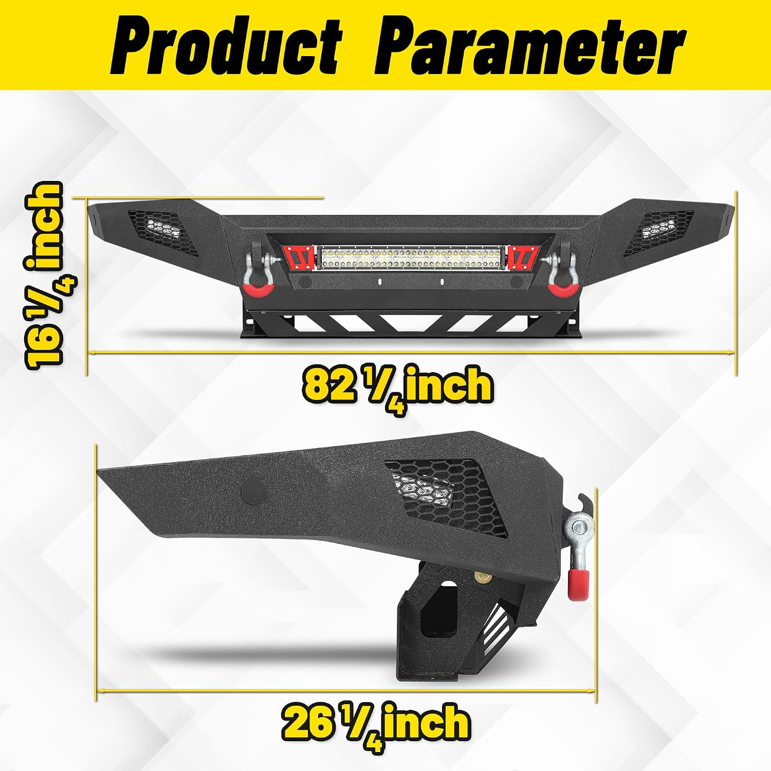 Full Width Front Bumper for 2007-2013 Tundra, HD Carbon Steel Off-Road Bumper wi
