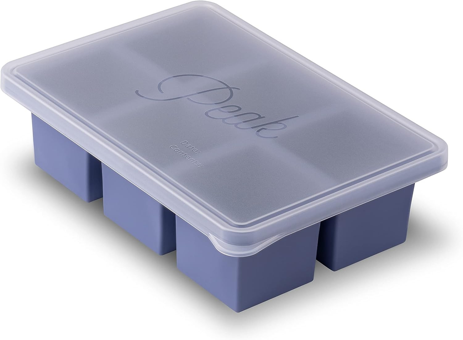 Cup Cubes Silicone Freezer Tray with Lid, Blue, Makes 6 Perfect 1-Cup Portions,
