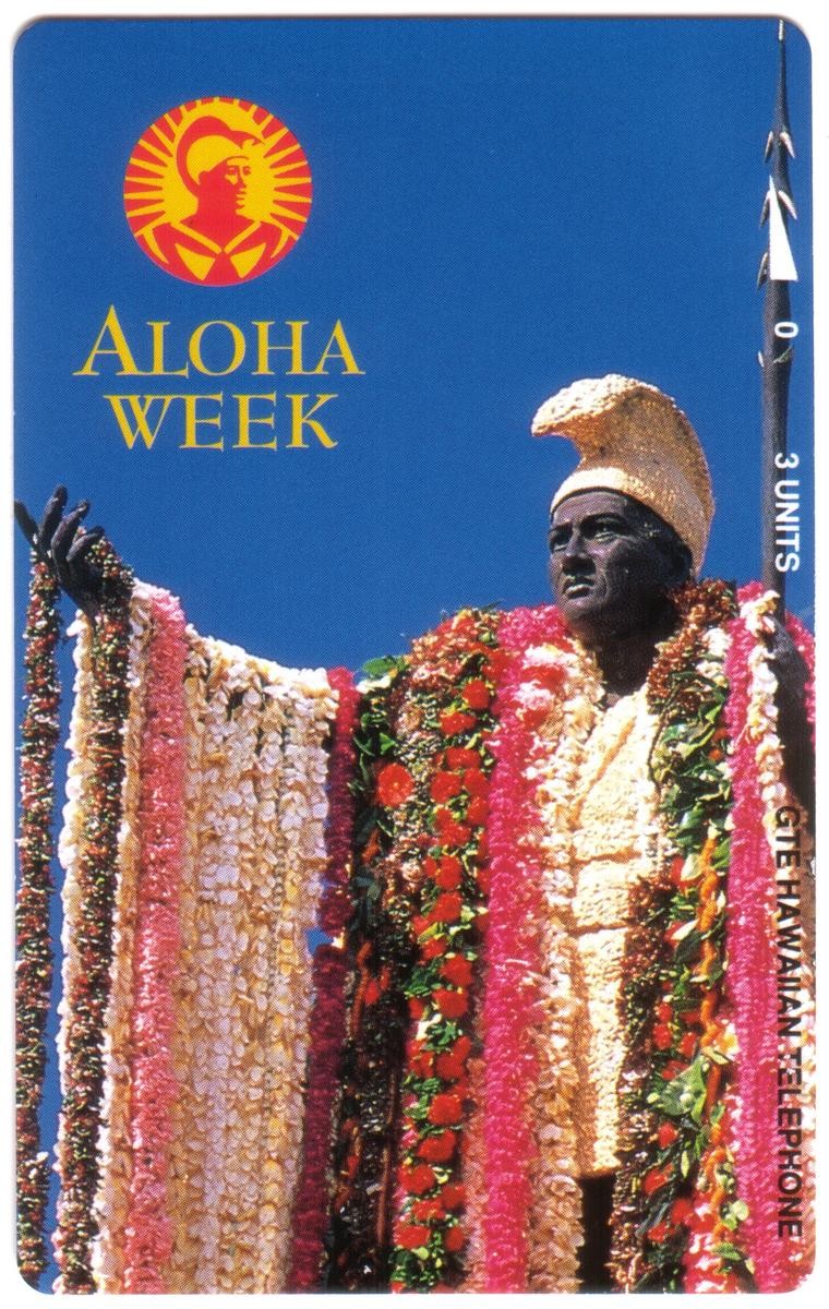 3u King Kamehameha Statue & ‘Aloha Week’ (1992) – White ‘PROTOTYPE’ Phone Card