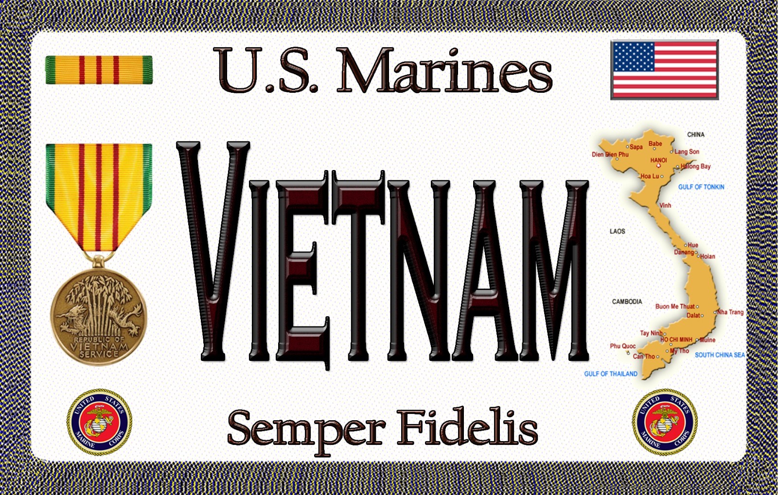 Marine – Vietnam – Tough, Durable Magnetic Sign – 6 inches X 3.75 inches