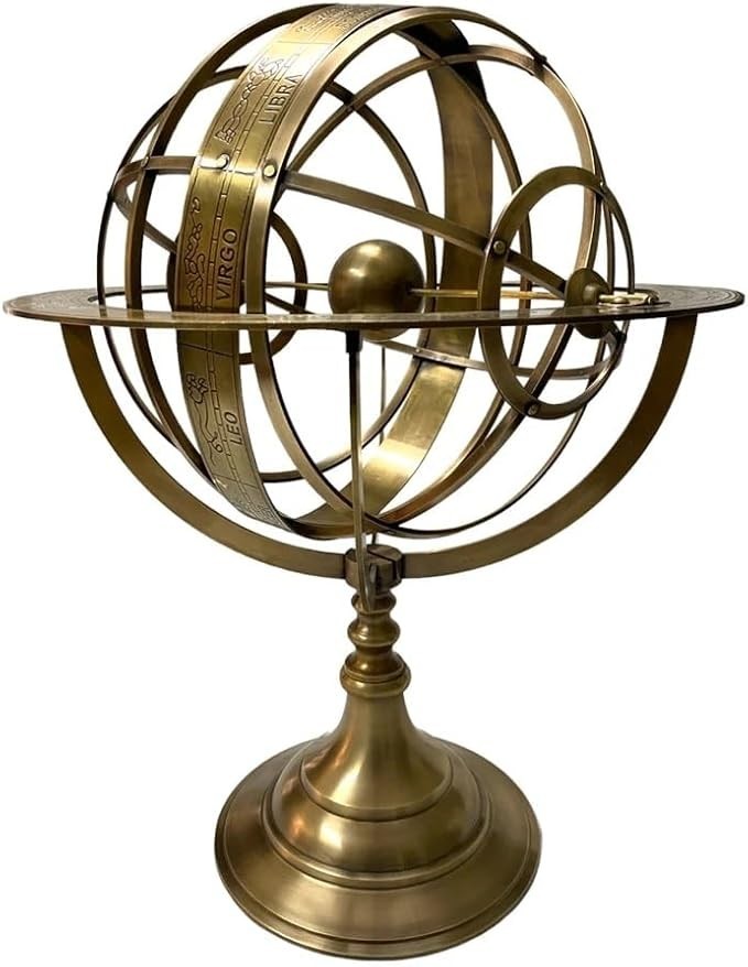 16″ Zodiac Sign Astrolabe Brass Armillary Sphere Engraved Globe For Christmas