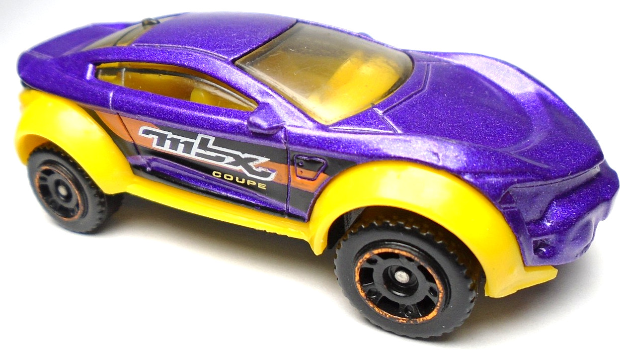 2016 MATCHBOX MBX COUPE PURPLE & YELLOW 1:64 DIECAST 2 7/8″ CAR W ORANGE & BLACK