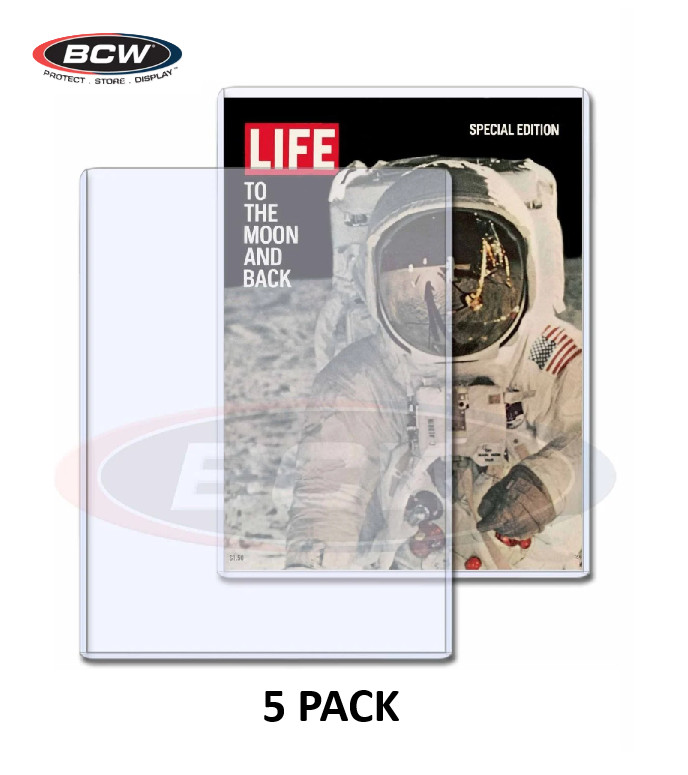 BCW (New) 5ct – Life Magazine Top Loader – Rigid PVC Holder – 11 x 15 x 7mm