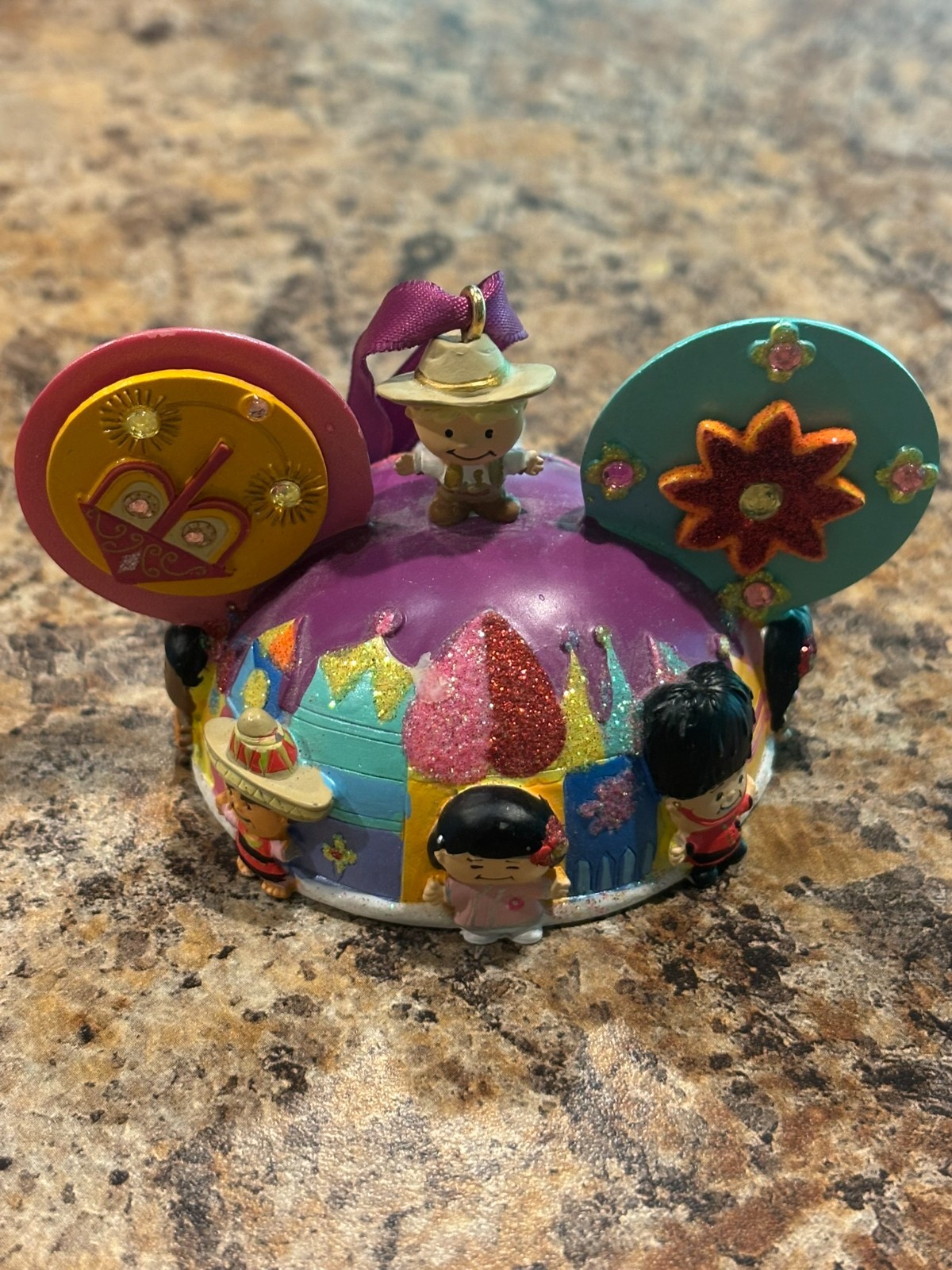 Disney Parks It’s A Small World Mickey Mouse Ears Christmas Ornament RARE