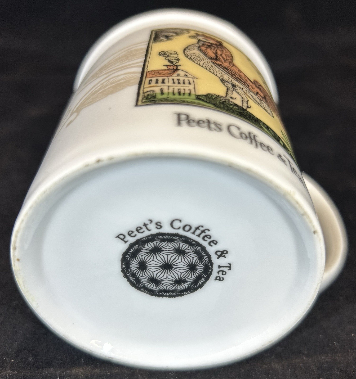 Peet’s Coffee And Tea Mug Rooster Floral 8oz Ceramic Mug Chicken Farmhouse- HTF