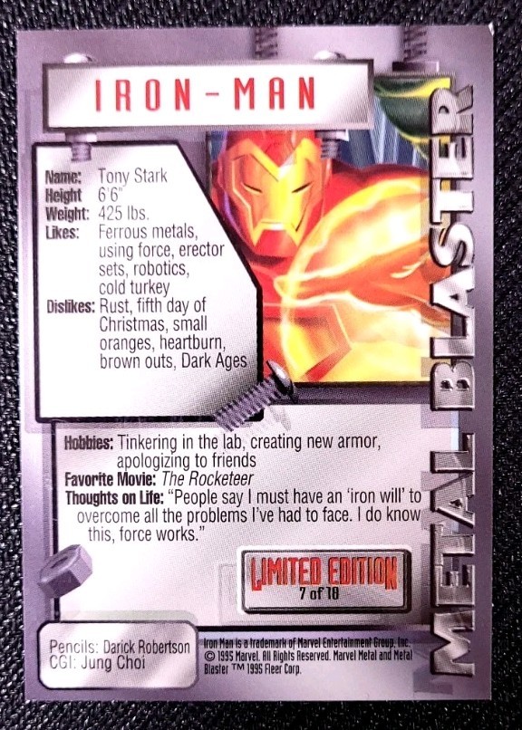 1995 Marvel Metal – LE Metal Blaster Iron Man #7