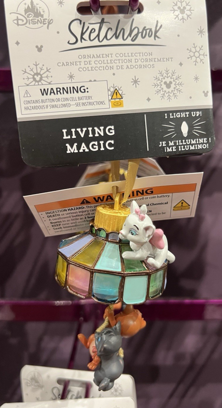 Disney Parks 2025 The Aristocats Marie Light Up Lamp Sketchbook Ornament NEW
