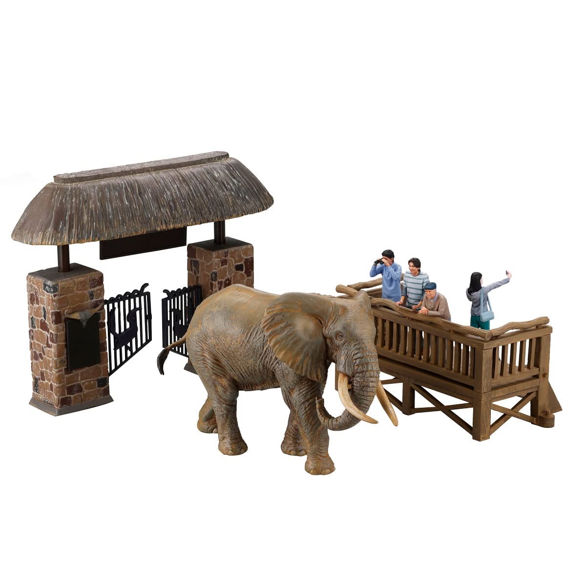 Art plastic ART PLA tourists and African elephant set plastic model