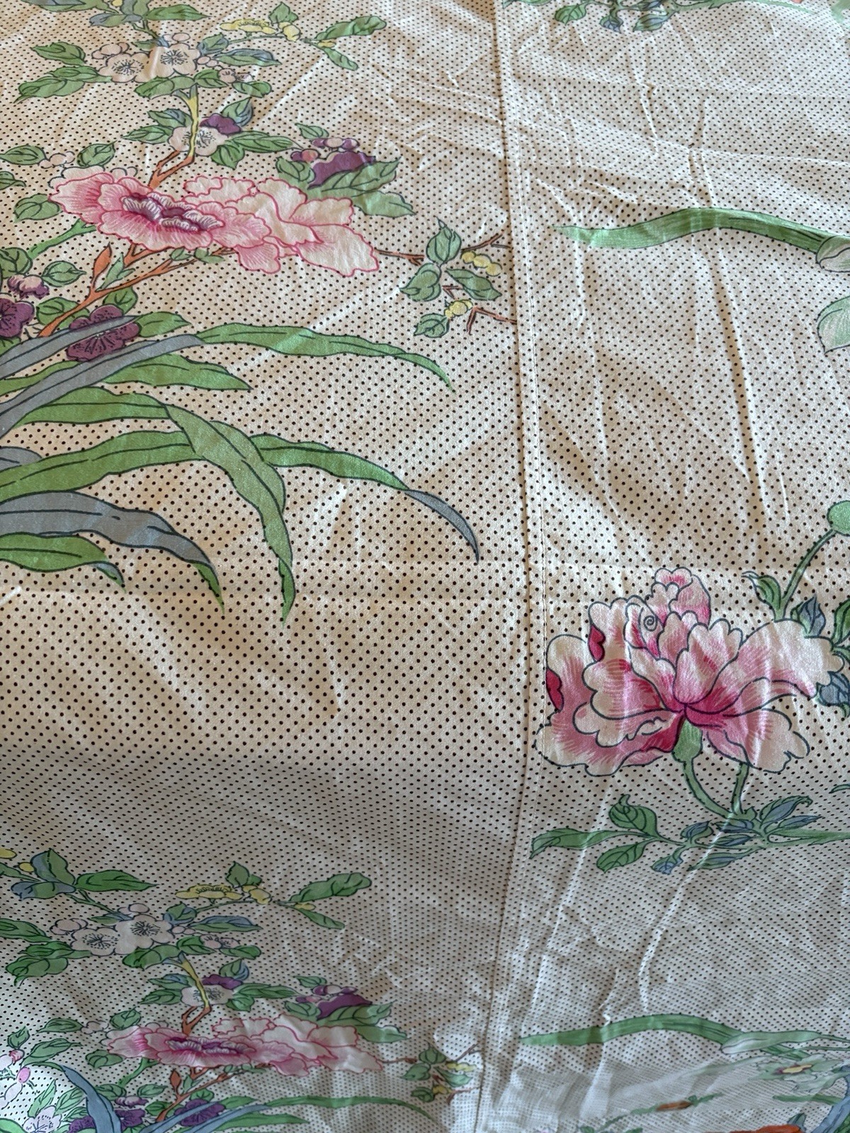 VTG Bedspread Light Weight Pink White floral Hand sewn cotton Blanket 84×92