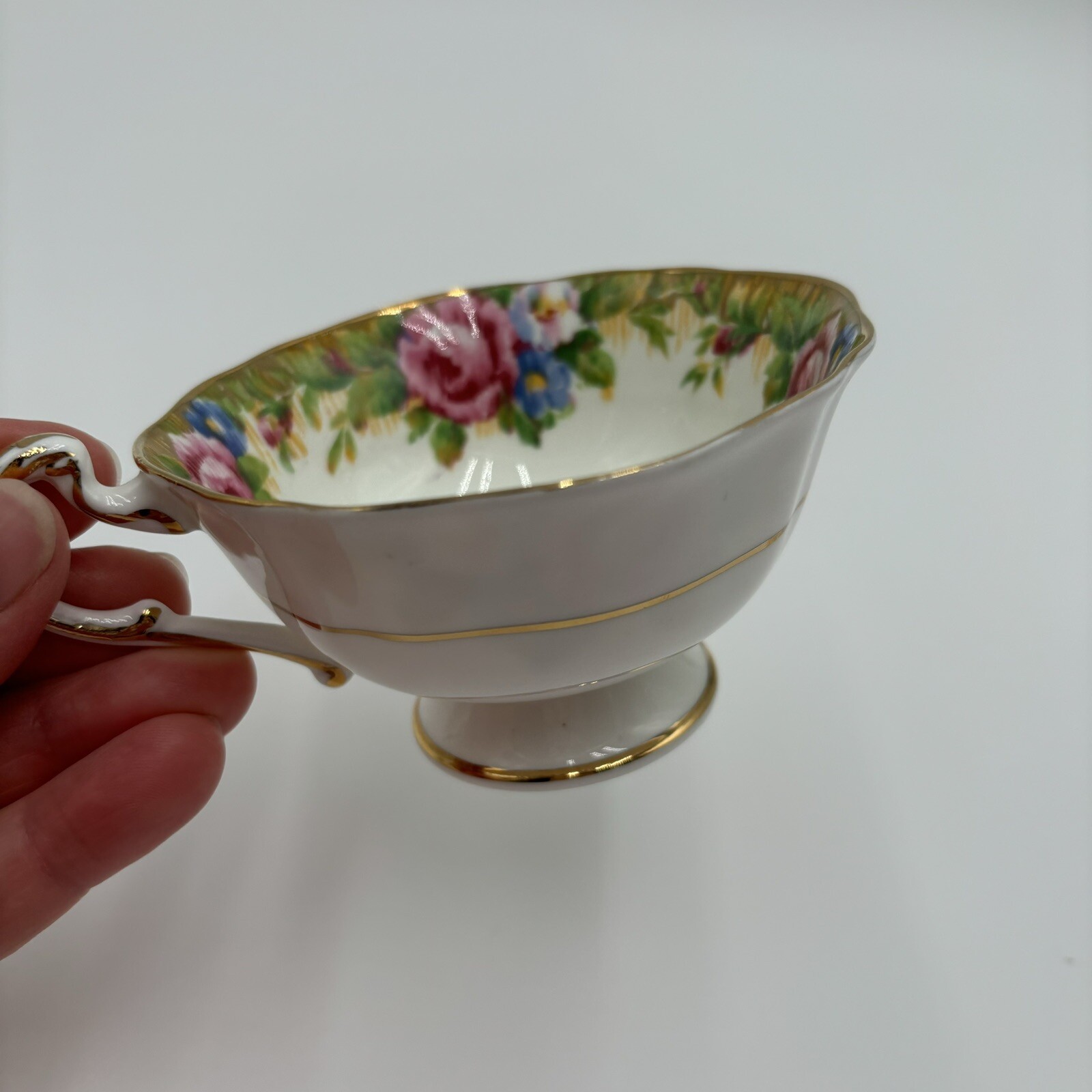 1950s Paragon Tapestry Rose Bone China Teacup Saucer Set Double Warrant