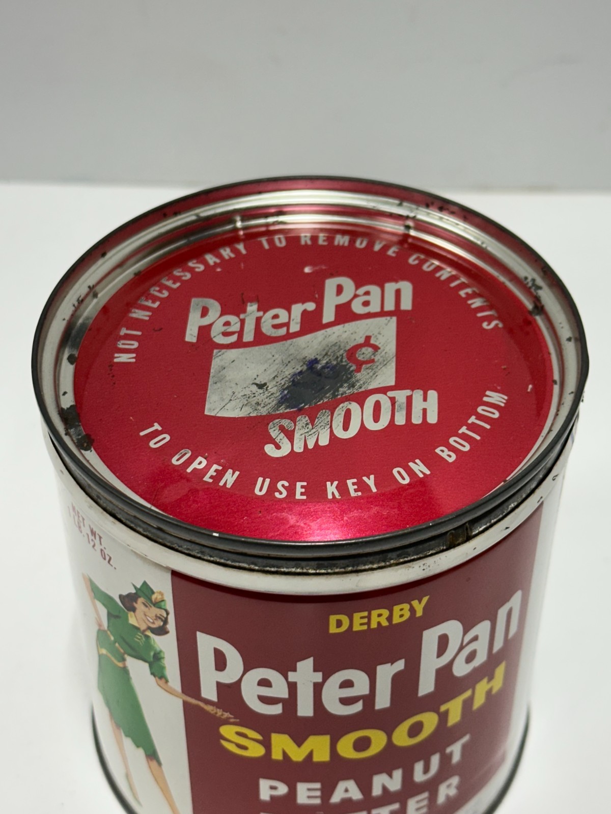 Vintage “Peter Pan Peanut Butter” 1lb 12oz Advertising Tin w original lid