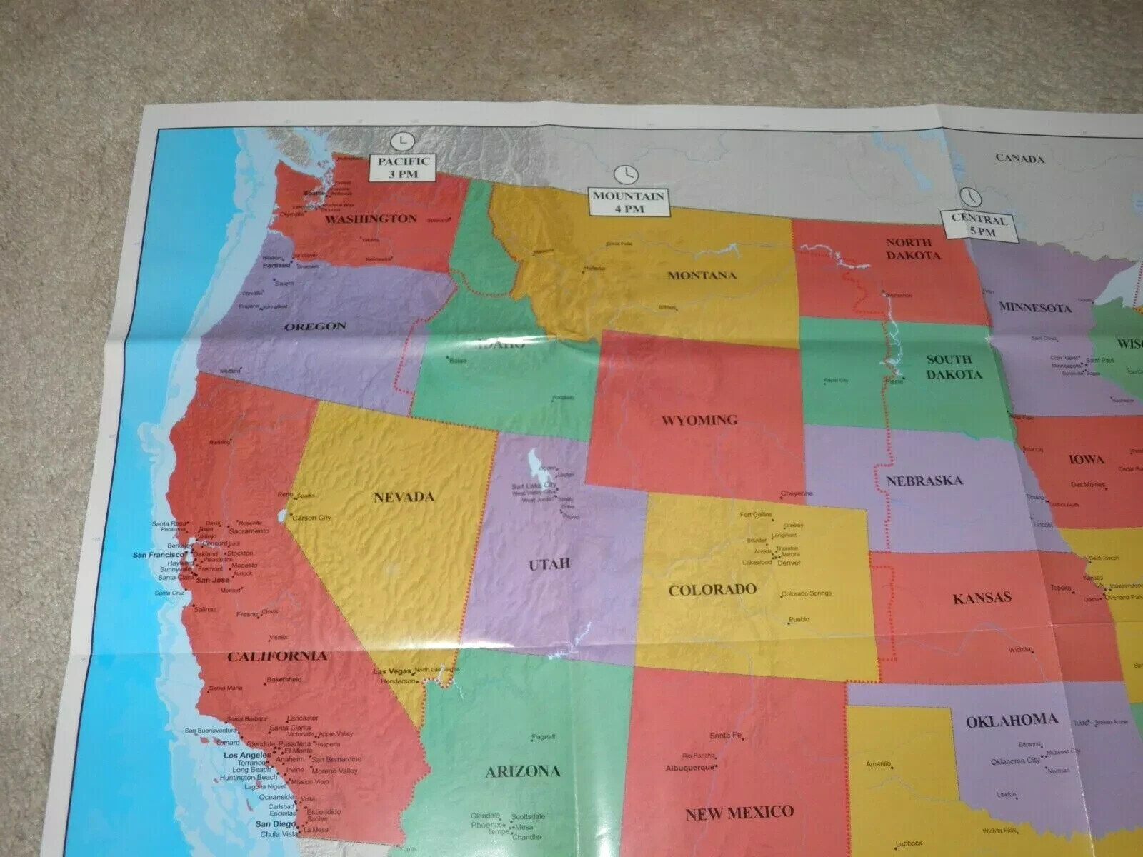 United States Wall Map 39.4″ x 27.5″ State Capitals Cities State Teaching Tree