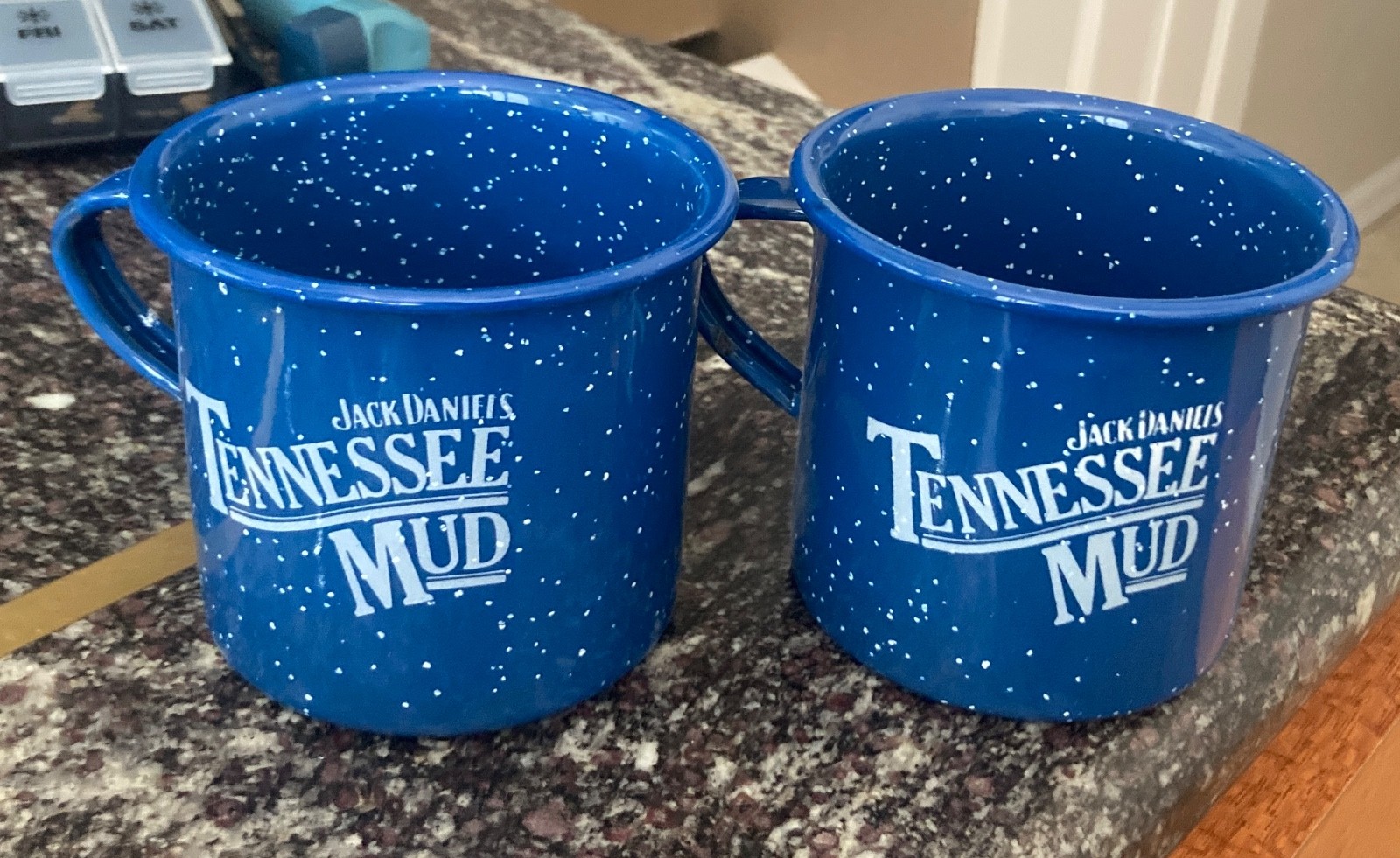 Set of 2 Jack Daniels Tennessee Mud Enamelware Mugs–New