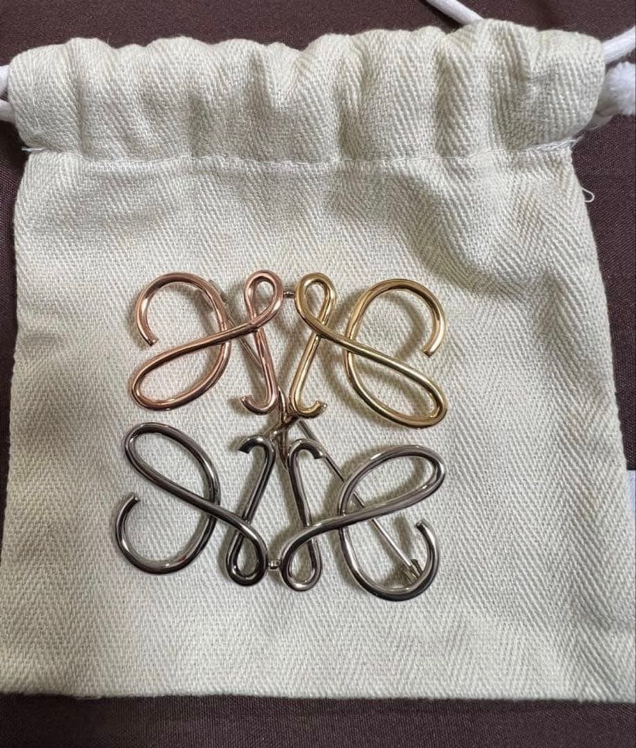 LOEWE Brooch 4 Colors Genuine No Damage with Drawstring Pouch