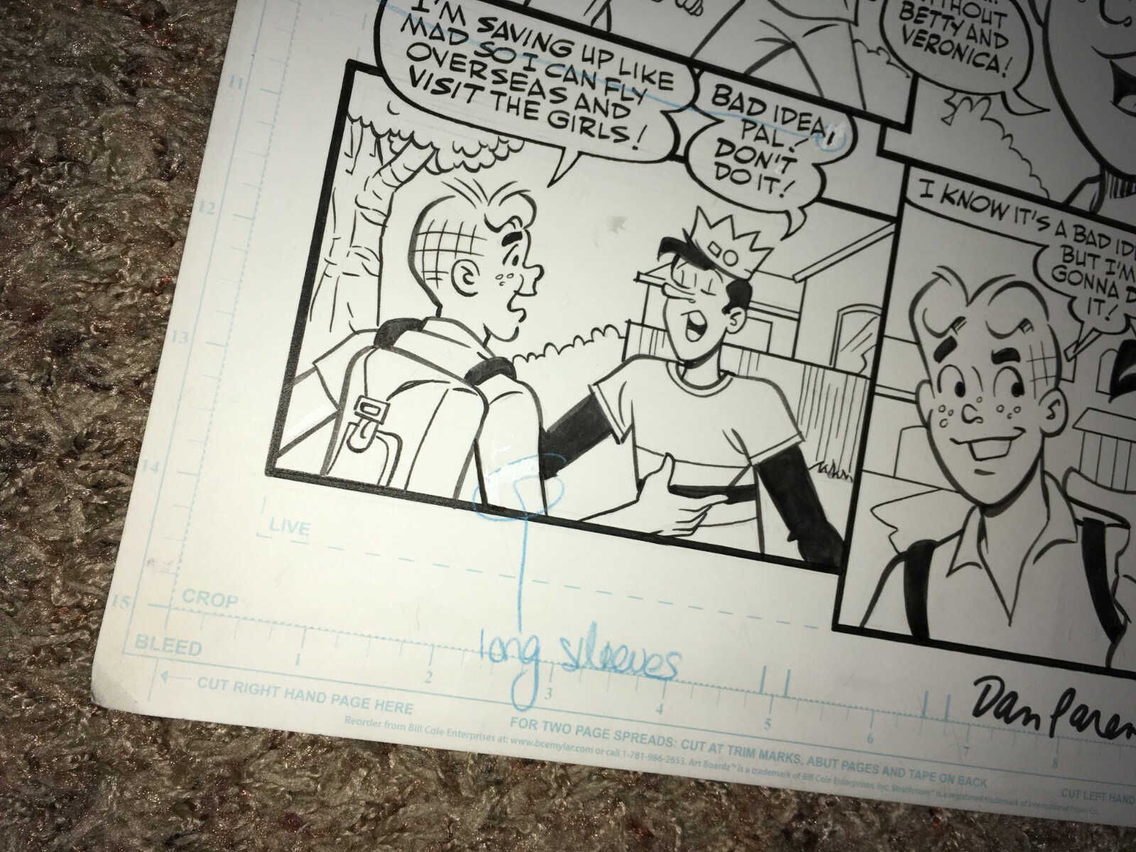 Dan Parent Original Comic Art Signed Archie Comic Book Storyboard