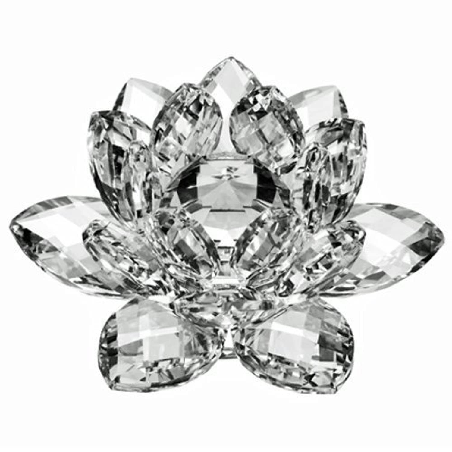 3 Inch Clear Crystal Lotus Flower Figurine Decor Ornament With Gift Box