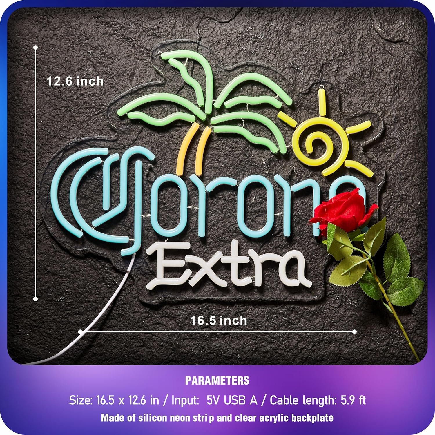 Palm Tree Coron Beer Neon Sign for Wall Decor Bar Light up Signs Extra Beer LED