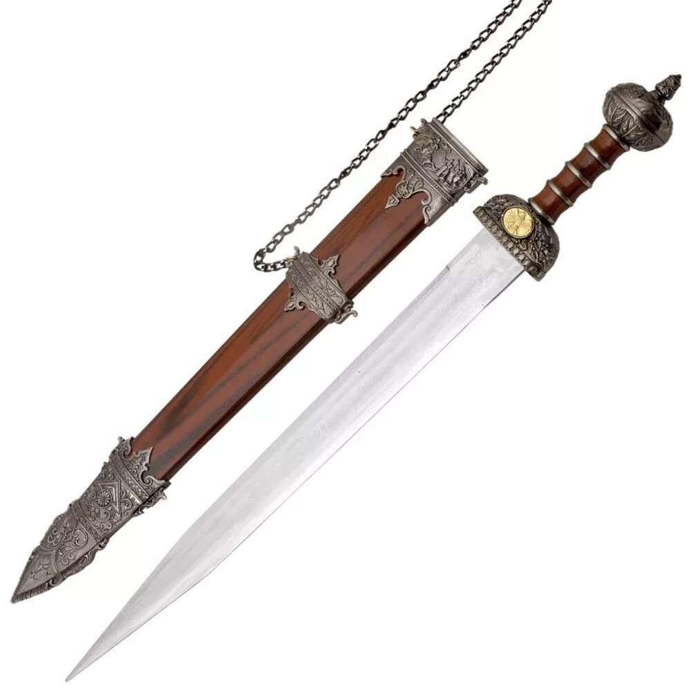 Medieval Roman Legionnaire’s Gladiator Gladius Sword, Scabbard With Wall Stand