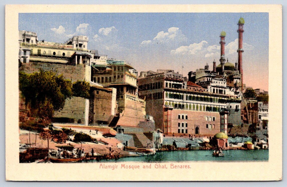 Antique India Postcard VARANASI Benares Alamgir Mosque Ghat 1910
