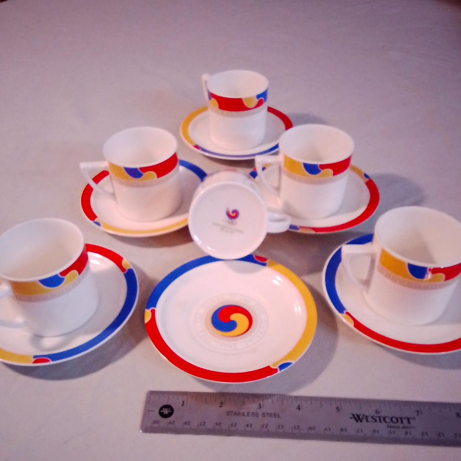 New Snow Bone China Seoul 1988 Olympics Cup & Saucer Set Bone China White/Red