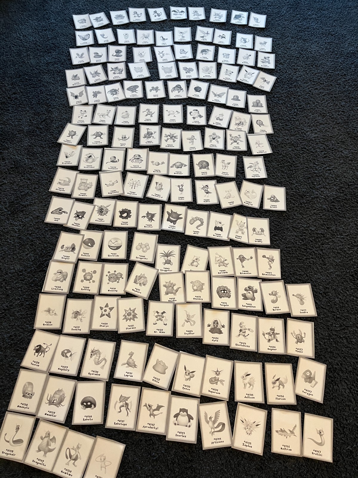 Pokemon Place Holder for Binder Pages Collecting 1-151 Kanto Handmade Pokedex