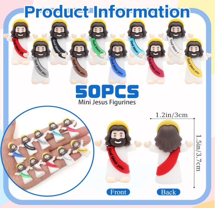 Little Mini Jesus Figures Gold Bless You,50Pcs Small Jesus Figurines in Bulk fo