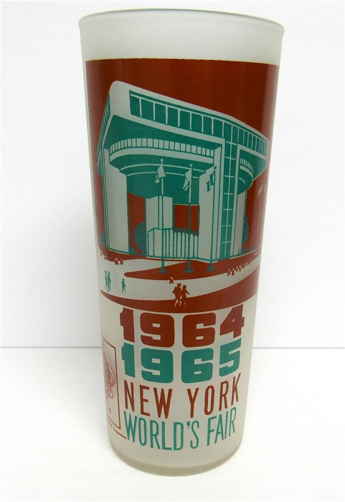 Vintage New York World’s Fair Frosted Glass Tumbler 1964-65 Port Authority Bldg