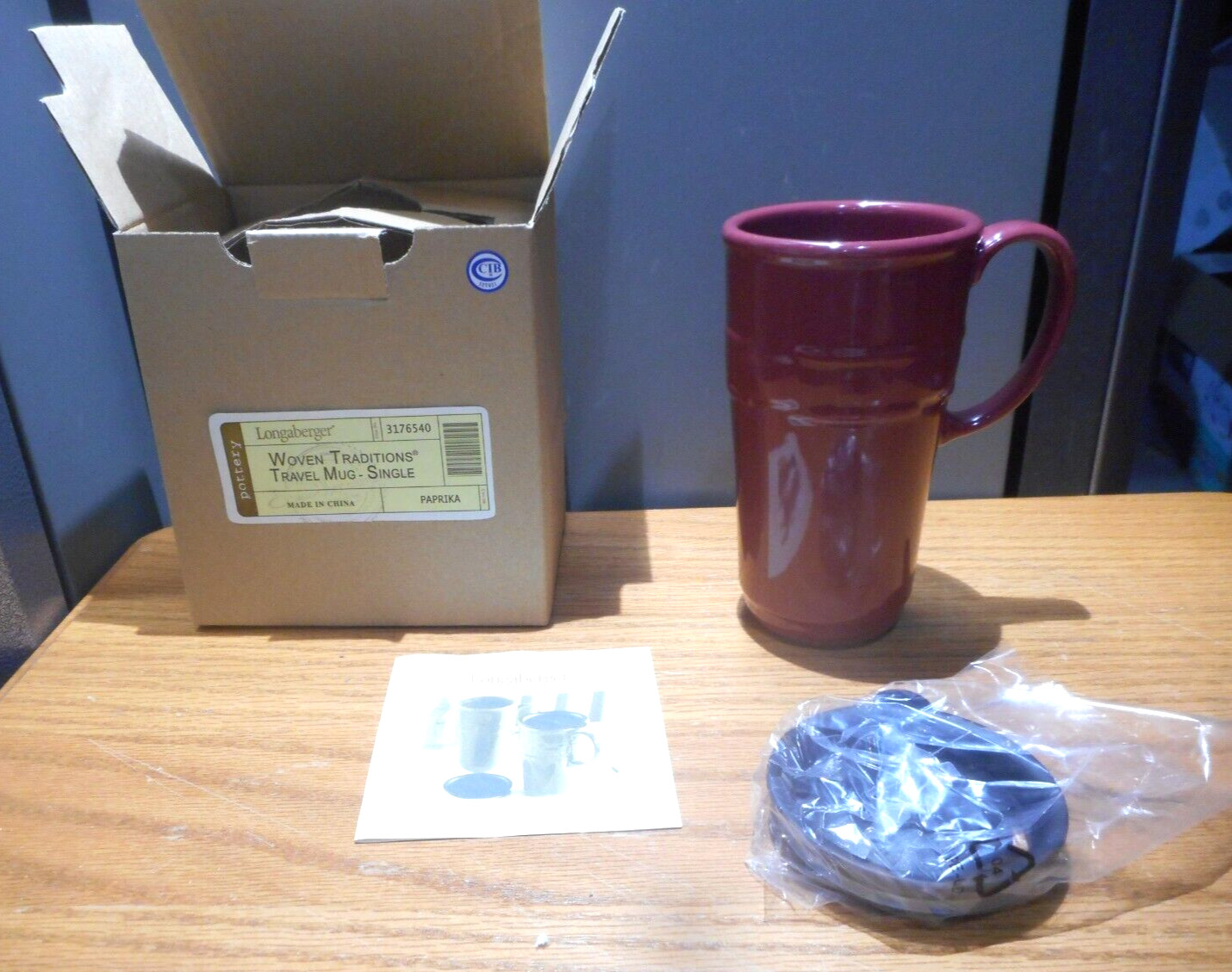 Longaberger Woven Traditions Paprika Travel Mug Single 317654 NIB