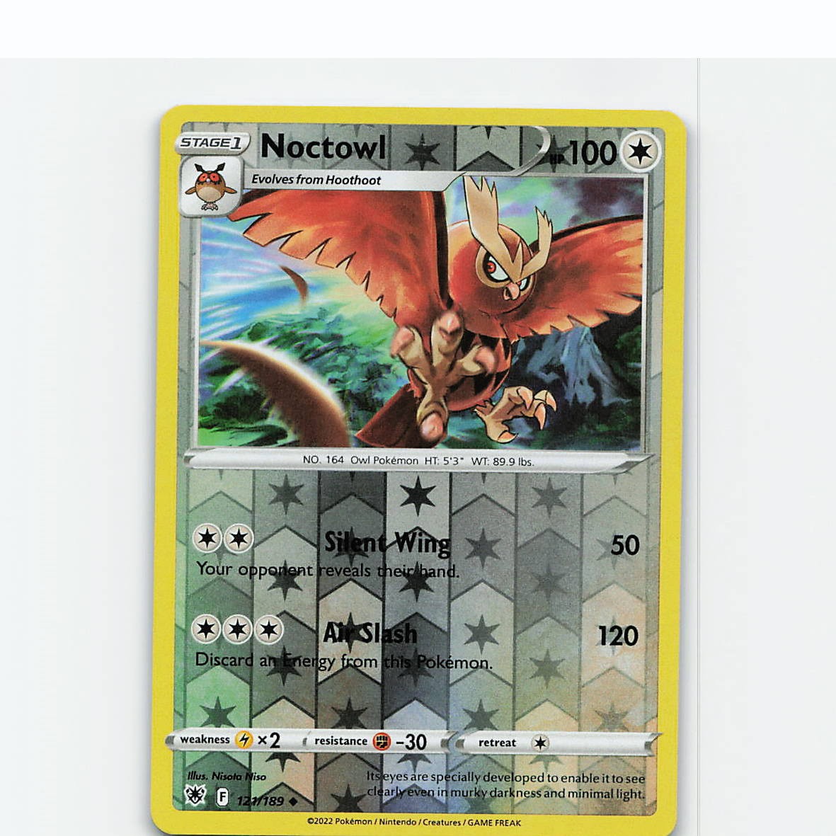Noctowl 121/189 Uncommon Astral Radiance Pokemon Reverse Holo Near Mint