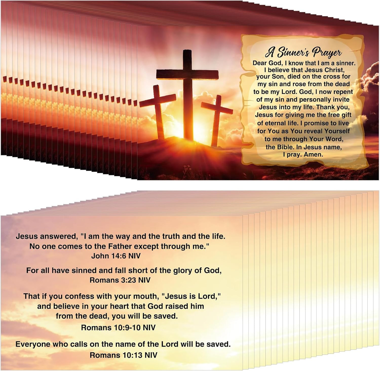 300 Pcs Bible Tract Salvation Cards Bulk Prayer Gospel Pocket Holy Postcards