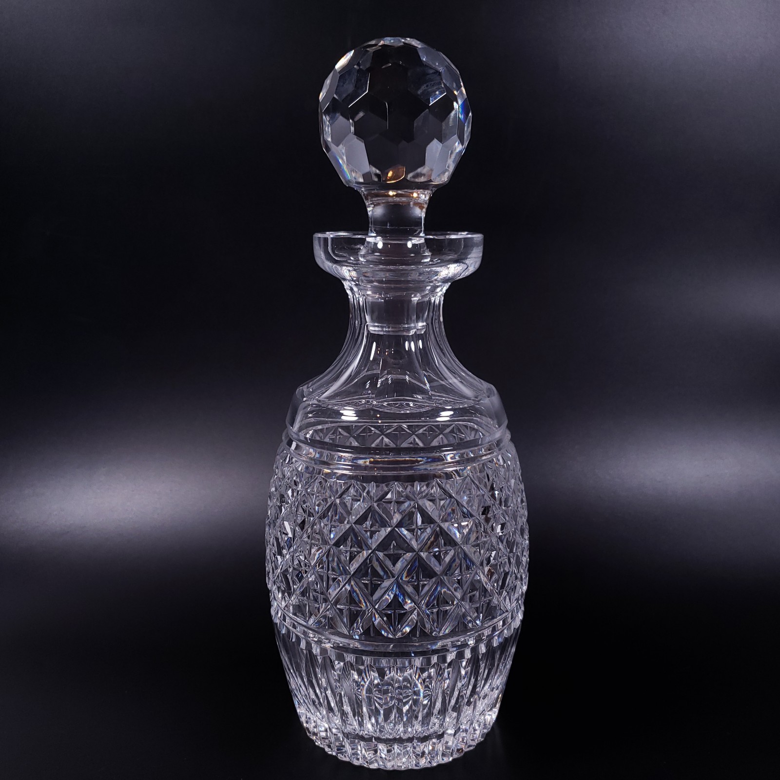 MCM WATERFORD Ireland Castletown Criss Cross Diamond Hand Blown CRYSTAL DECANTER