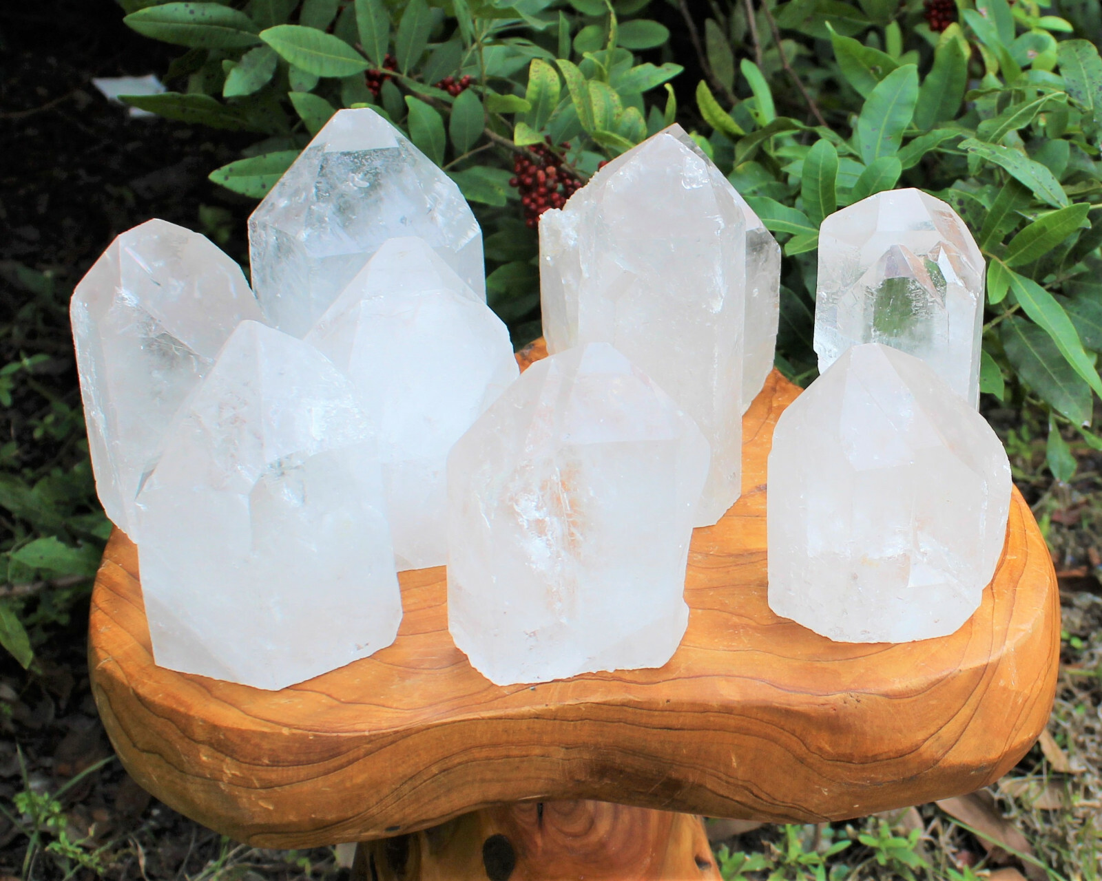 LARGE Clear Quartz Crystal Point with Cut Base – Free Standing Crystal Points