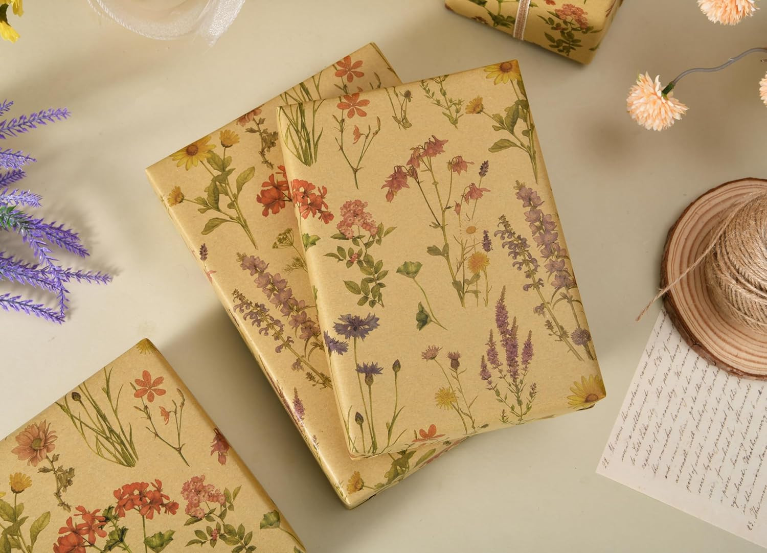 Vintage Floral Wrapping Paper Roll – Wildflower Design for All Occasions