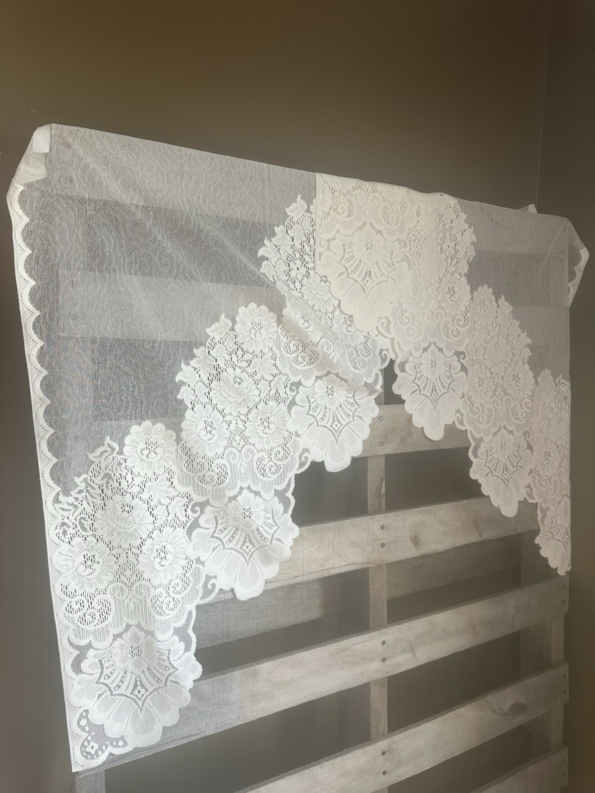 Vintage Lace Sears Tier Valances Ivory Polyester Blend 28×36