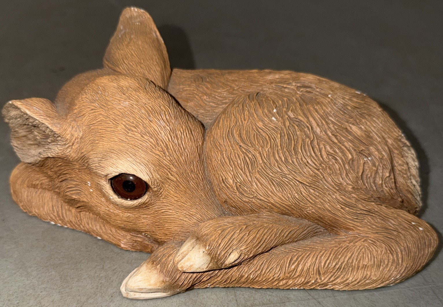 Vintage Sandicast Fawn Resting Scupture 1981 # 120 Collectible Signed By Artist