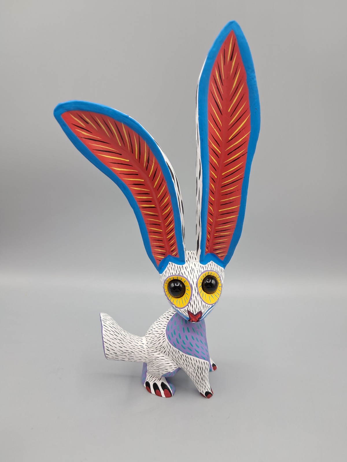 Oaxacan Alebrije Wood Carved & Painted Jack Rabbit By Arsenio Morales 10.25″