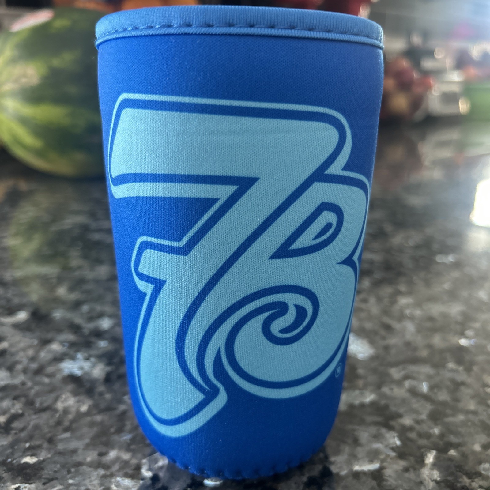 7 Brew Coffee Rise & Grind Koozie Sleeve (Blue and White) Fits average 7brew cup