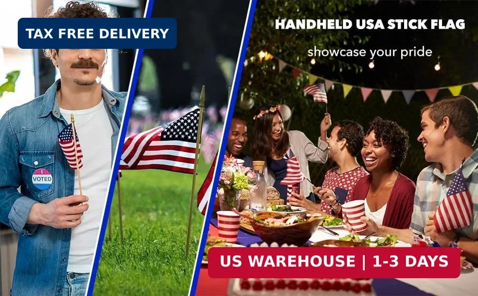 GIFTEXPRESS Set of 12, Proudly Made in U.S.A. Small American Flags 4×6 Inch/Smal