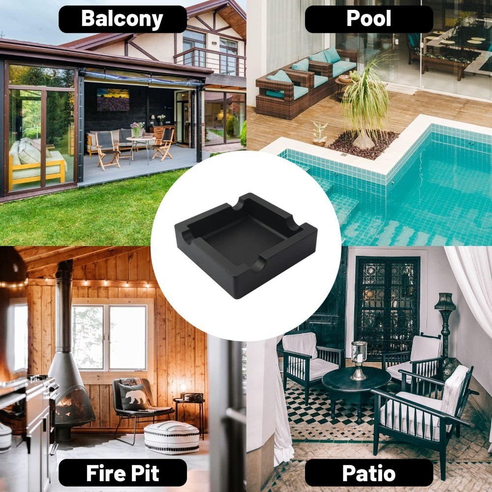Large Outdoor Cigar Ashtray Unbreakable Silicone with 4 Cigar Holders for Patio