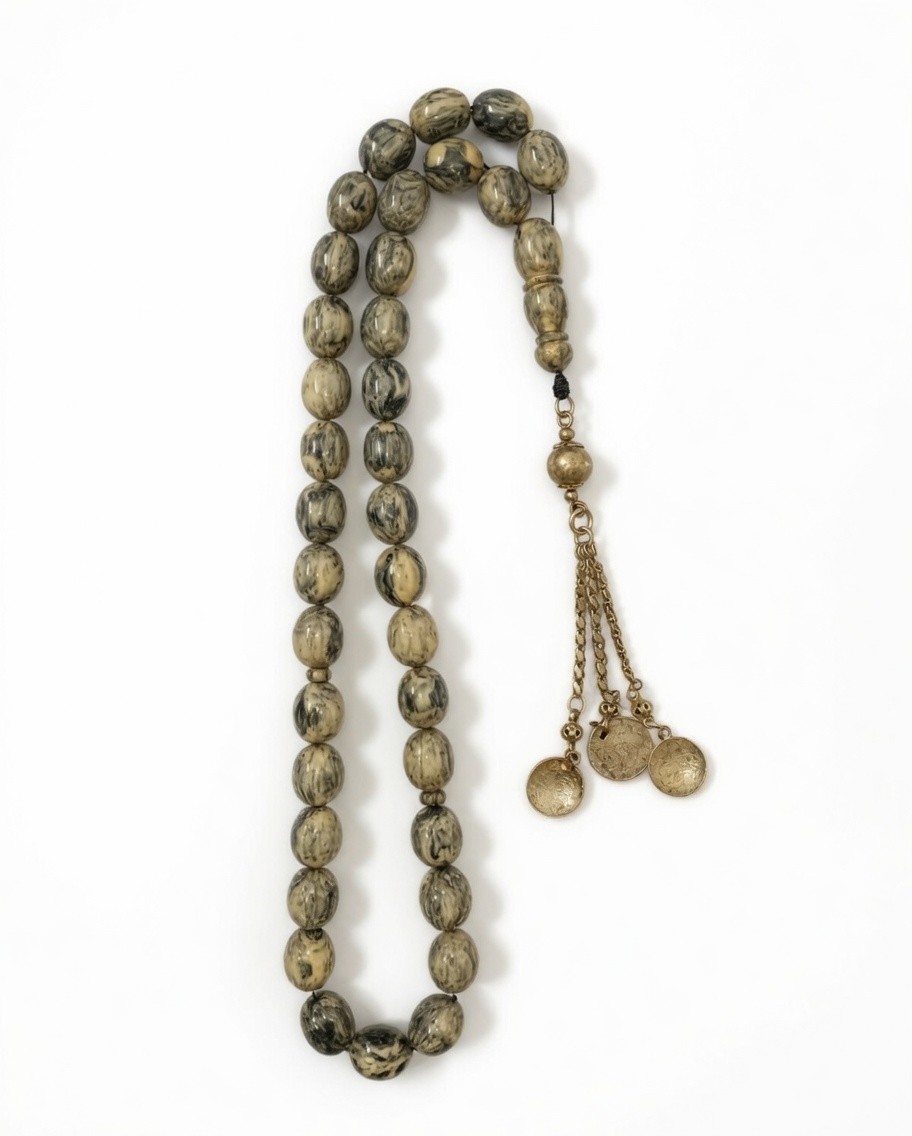 Handmade Faturan Misbaha Tasbih 33 Prayer Beads Silver Turkish مسبحة فاتوران 🥇