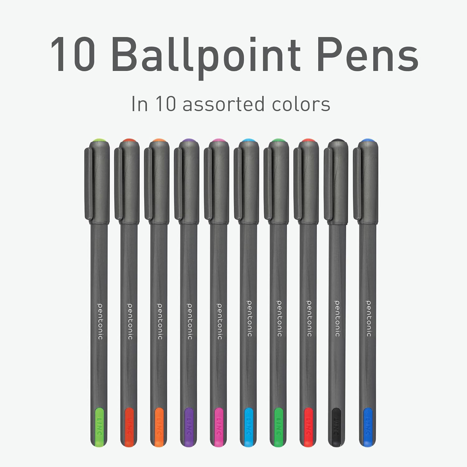 Pentonic 10-Count Ballpoint Pens 1.0mm Assorted Colors Easy Flow Ink