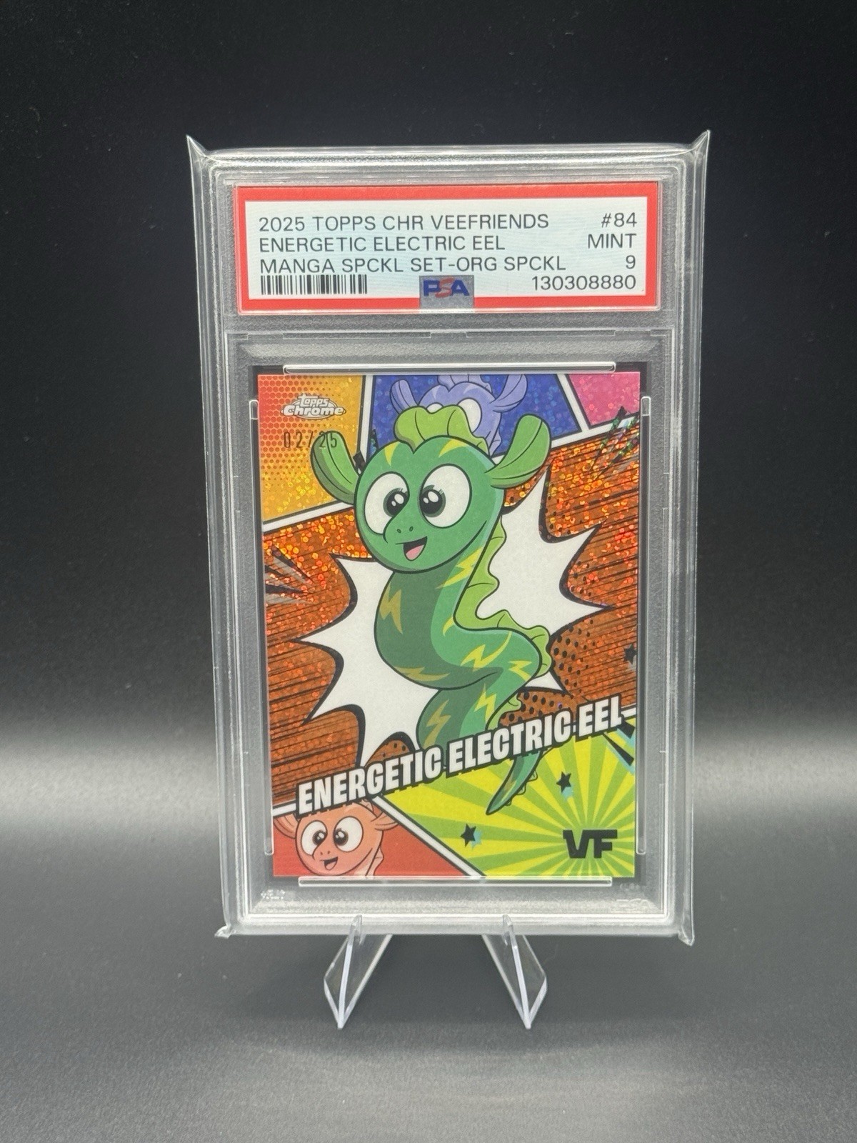 2025 Topps Chrome Veefriends Energetic Electric Eel Manga Orange Speckle PSA 9