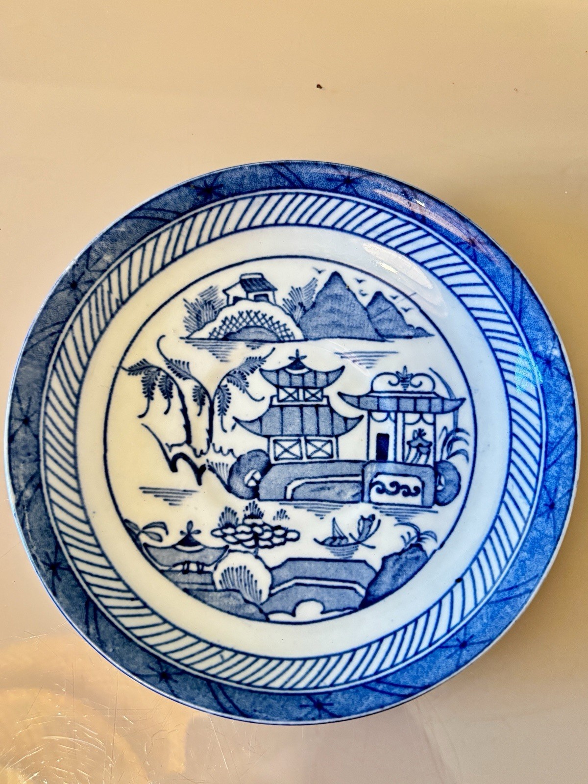 Canton Wood & Sons of England Antique Blue and White Saucer Woods Ware Plates