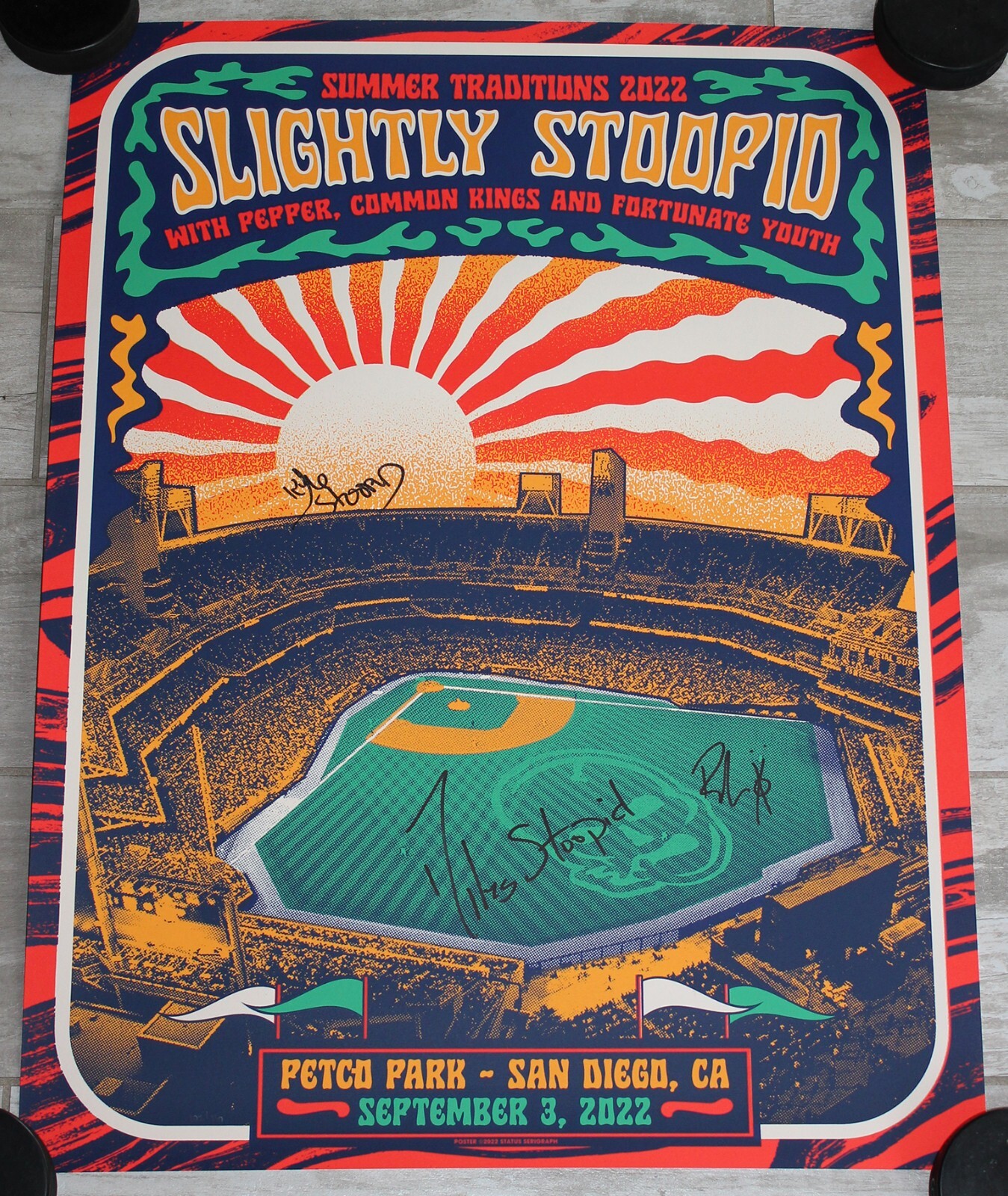SLIGHTLY STOOPID SIGNED 18×24 SAN DIEGO PETCO PARK 2022 ART PRINT POSTER JSA COA