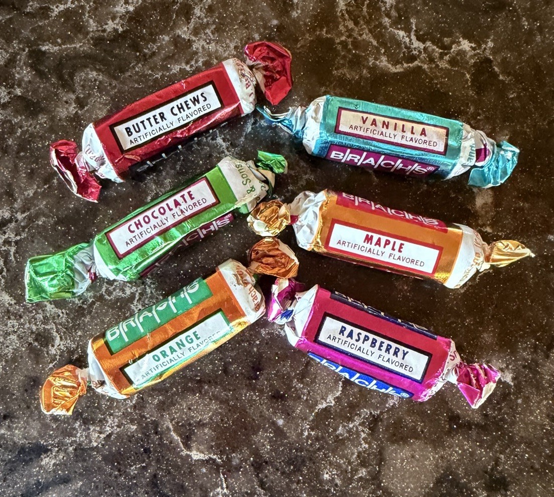 6 Vintage 1970’s BRACH’S ROYALS CANDY Unopened Foil Wrapped Pieces – INCREDIBLE!
