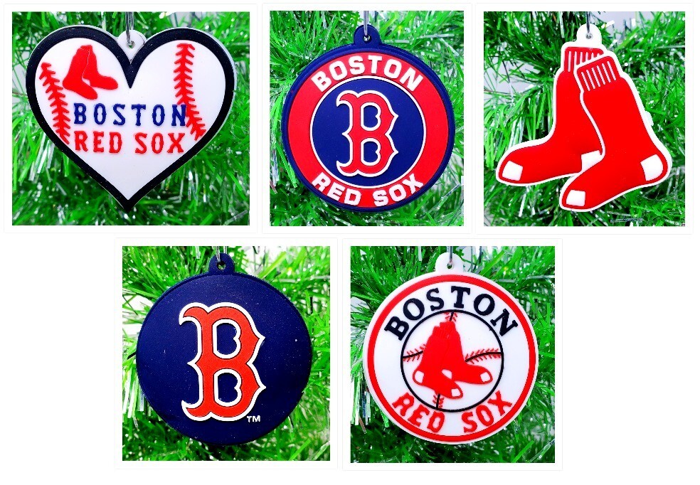 Boston Red Sox Baseball Ornament 5pc Set Rafael Devers Eric Hosmer