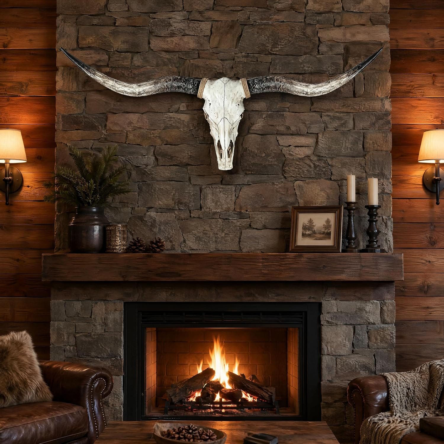 71In Longhorn Wall Decor, Extra Large Authentic Croissant，Cow Skull Wall Decor，C