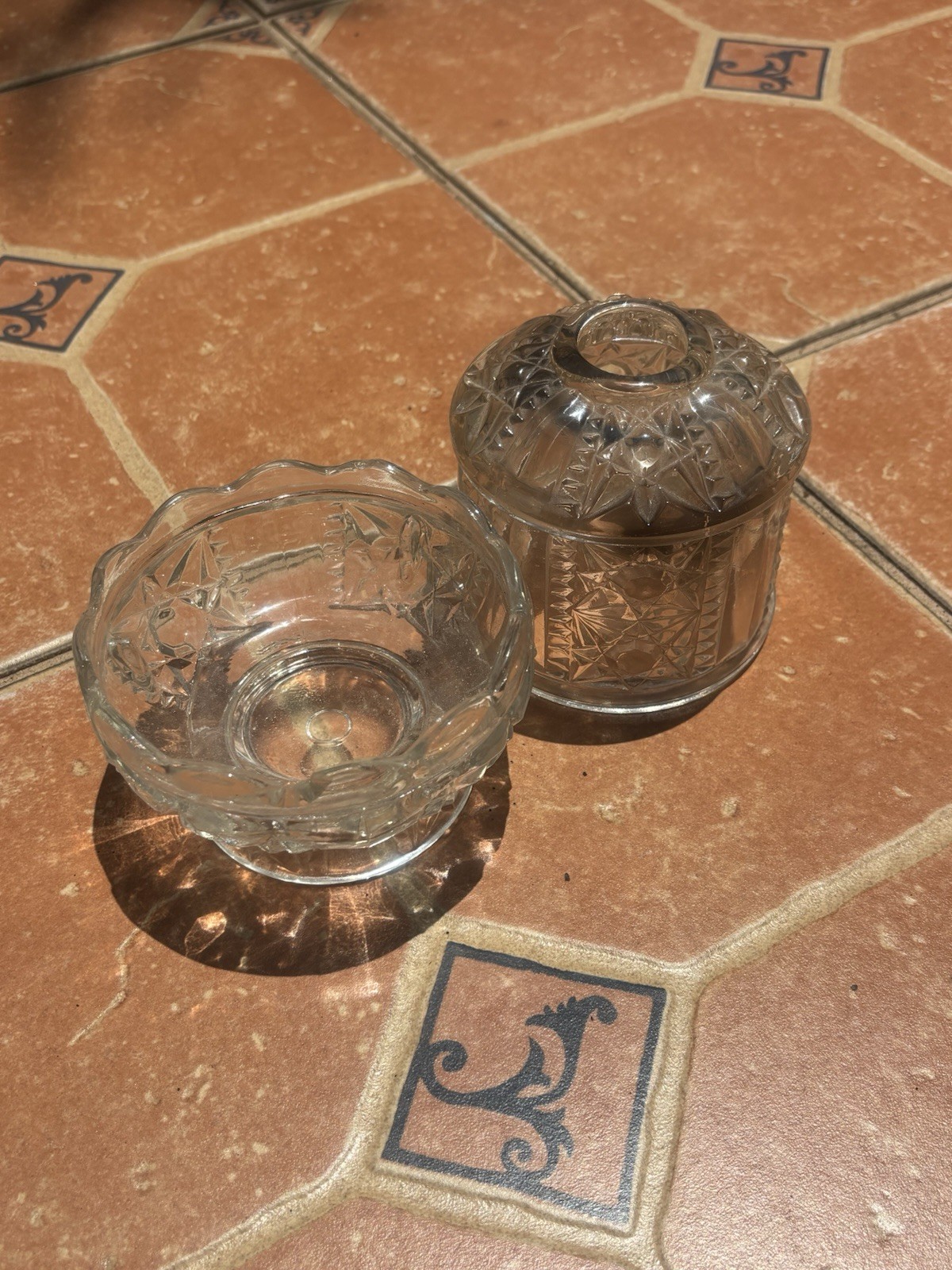 VTG Indiana Glass Stars And Bars Fairy Lamp Chipped Sold As Is